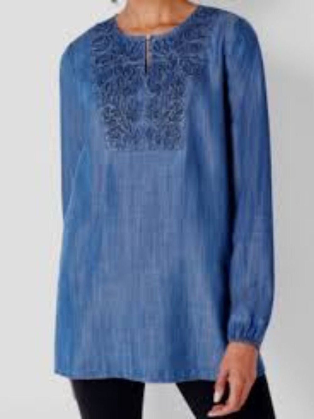 J.Jill Indigo Soutache Trim Tunic – Solace Wash – Size S 🔥